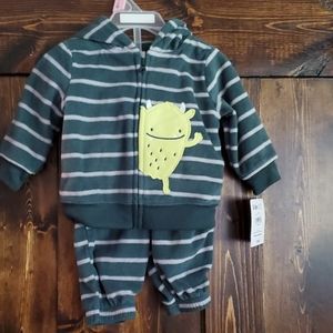 Green stripe monster outfit 0-3 months